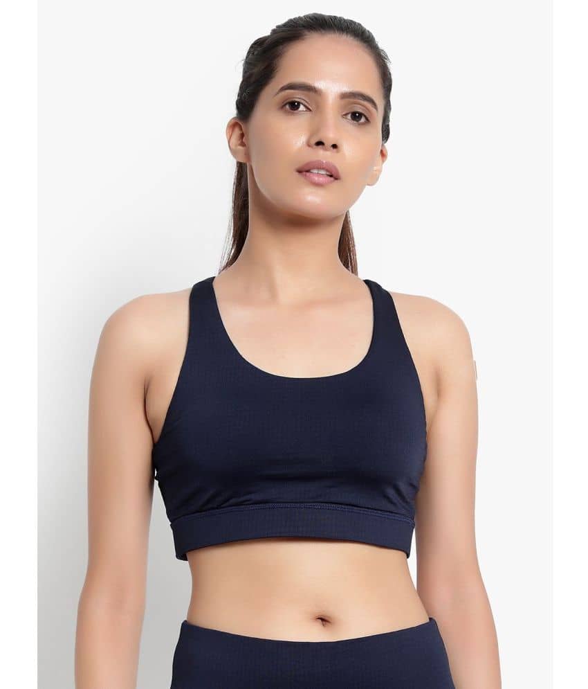 Wearjukebox - Navy Polyester Lightly Padded Women's Sports Bra ( Pack of 1 )