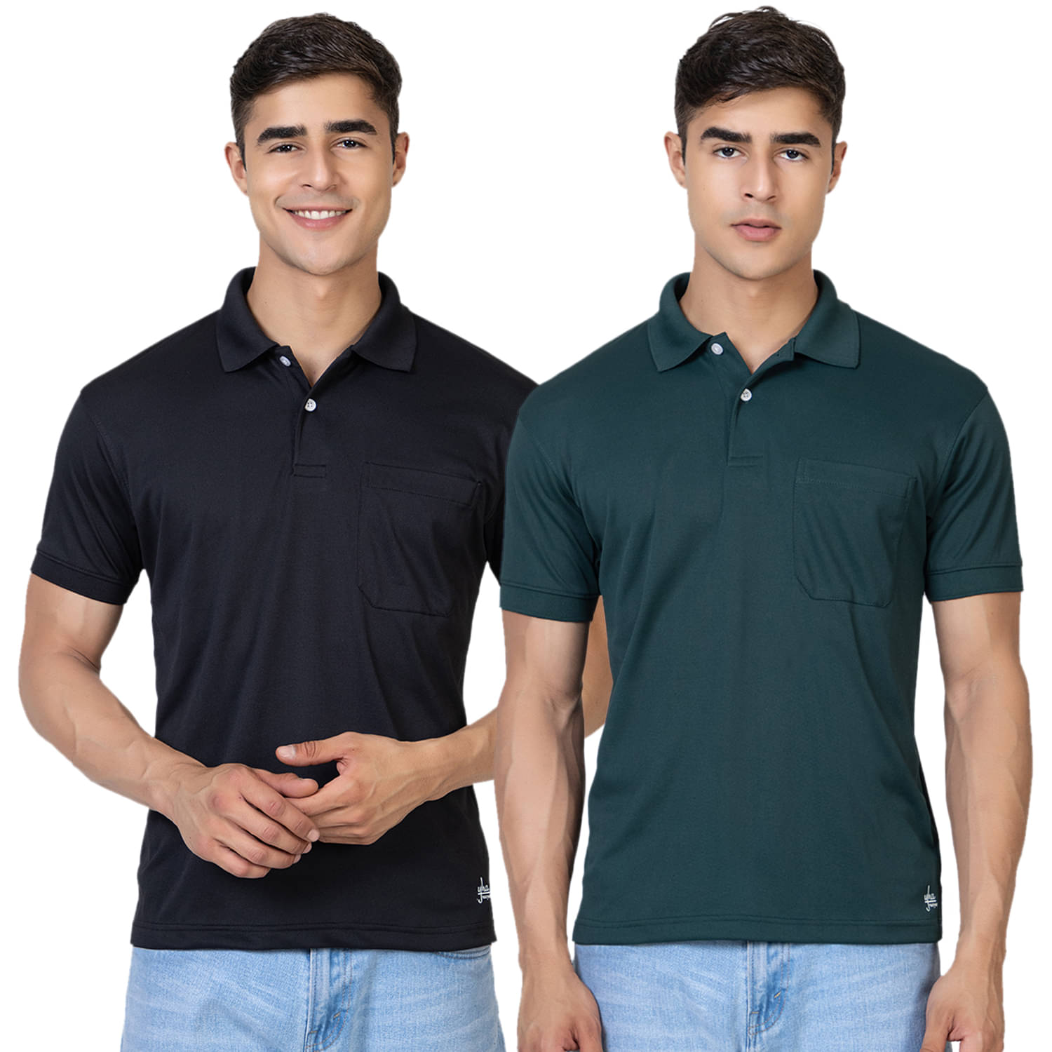     			YHA - Black Cotton Blend Regular Fit Men's T-Shirt ( Pack of 2 )