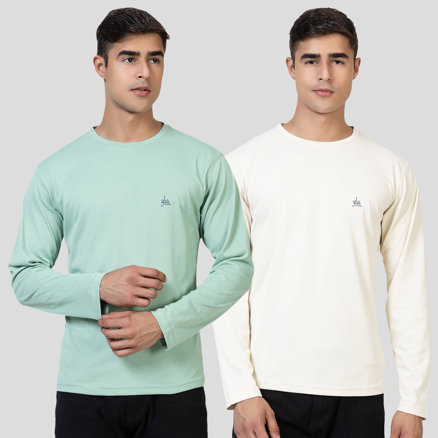 YHA - Light Green Cotton Blend Regular Fit Men's T-Shirt ( Pack of 2 ) YHA - Light Green Cotton Blend Regular Fit Men's T-Shirt ( Pack of 2 )