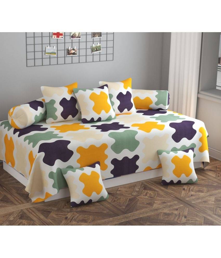 Apala Microfibre Abstract Diwan Set 8 Pcs - Green Apala Microfibre Abstract Diwan Set 8 Pcs - Green
