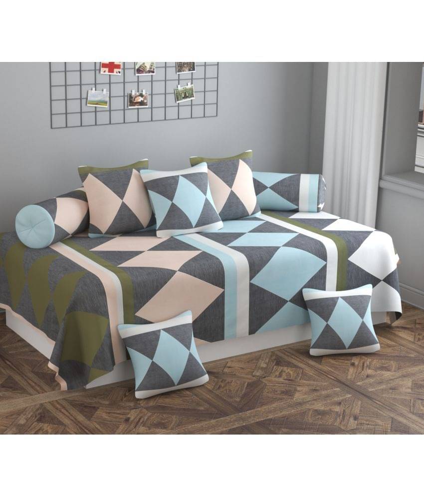 Apala Microfibre Abstract Diwan Set 8 Pcs - Multi Apala Microfibre Abstract Diwan Set 8 Pcs - Multi