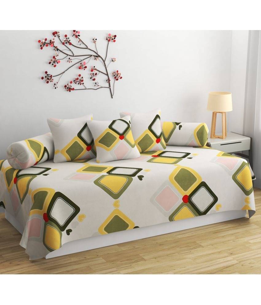 Apala Microfibre Abstract Diwan Set 6 Pcs - cream Apala Microfibre Abstract Diwan Set 6 Pcs - cream