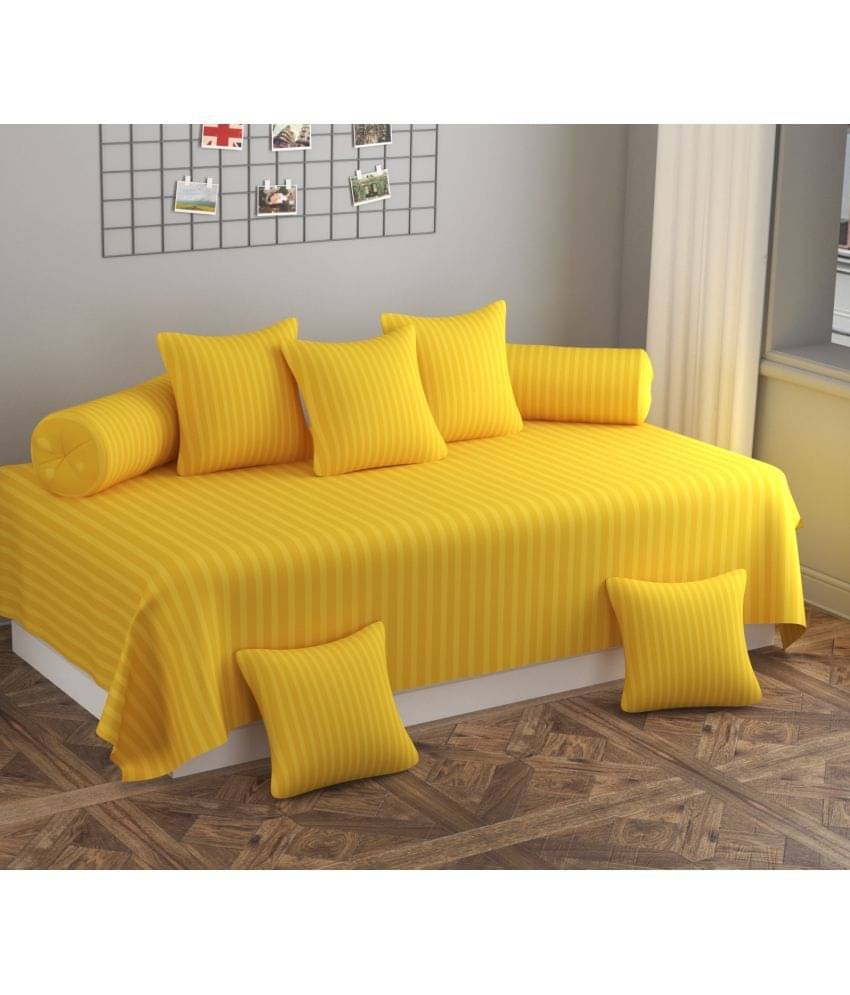 Apala Microfibre Abstract Diwan Set 8 Pcs - Yellow Apala Microfibre Abstract Diwan Set 8 Pcs - Yellow