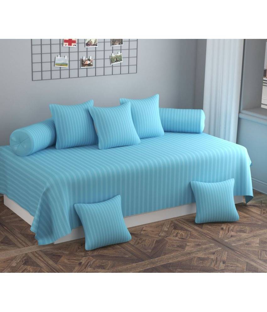 Apala Microfibre Abstract Diwan Set 8 Pcs - Blue Apala Microfibre Abstract Diwan Set 8 Pcs - Blue