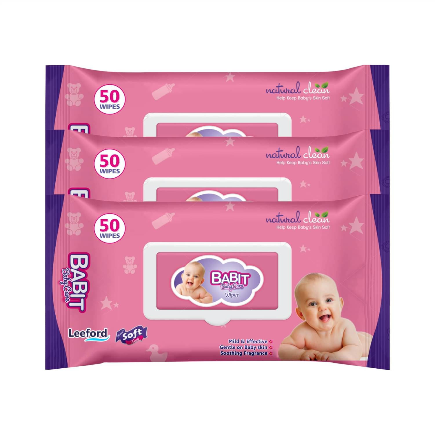     			Babit Baby Care Wet Wipes with Aloe Vera Extract & Gentle on Baby Skin Count 50 ( Pack of 3 )