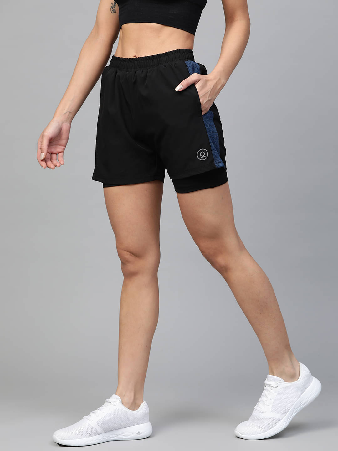     			Chkokko Blue Polyester Solid Shorts - Single