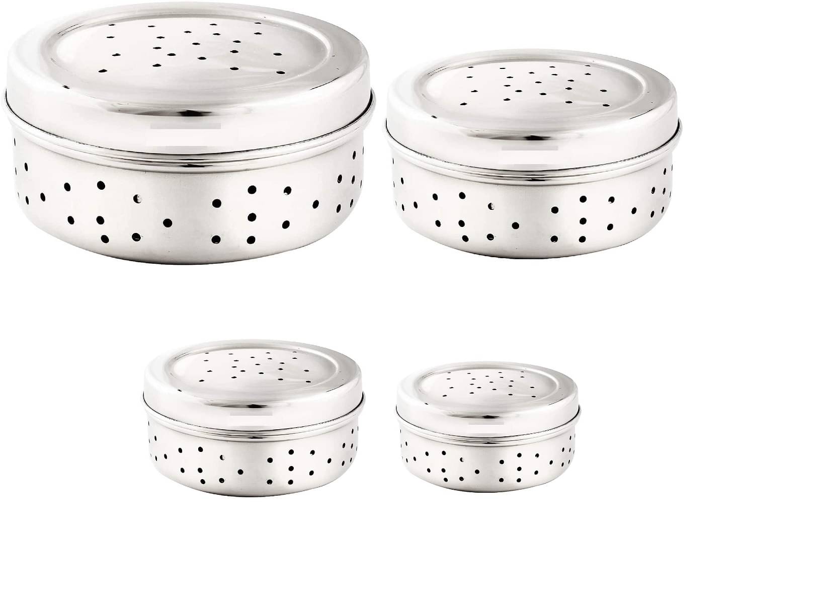     			Dynore - Kothmir Dabba Steel Silver Utility Container ( Set of 4 )