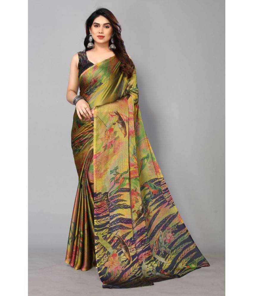     			FABMORA Chiffon Printed Saree With Unstitched Blouse Piece ( Multicolour )