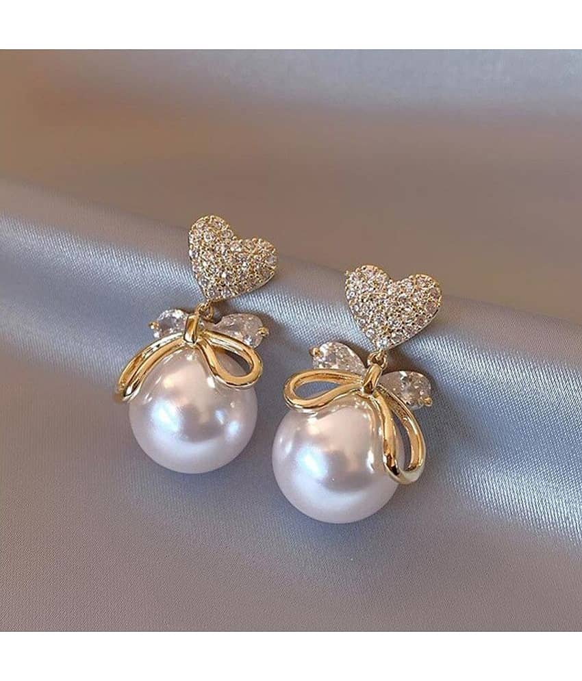 FASHION FRILL Rose Gold Pearl Earrings ( Pack of 1 ) - Earrings | Buy online on ZillyBuy