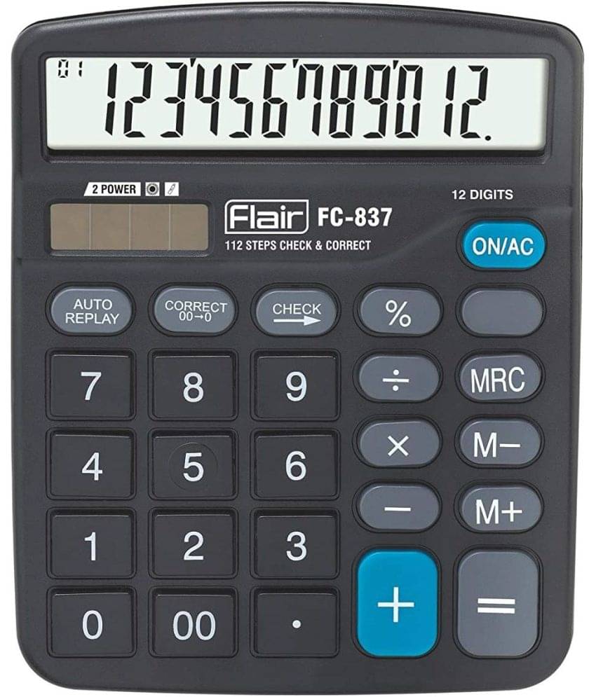 Flair 8901765144218 Fc-837 Basic Calculator For Home & Office Use (Black) Financial Calculator (12 Digit) Flair 8901765144218 Fc-837 Basic Calculator For Home & Office Use (Black) Financial Calculator (12 Digit)