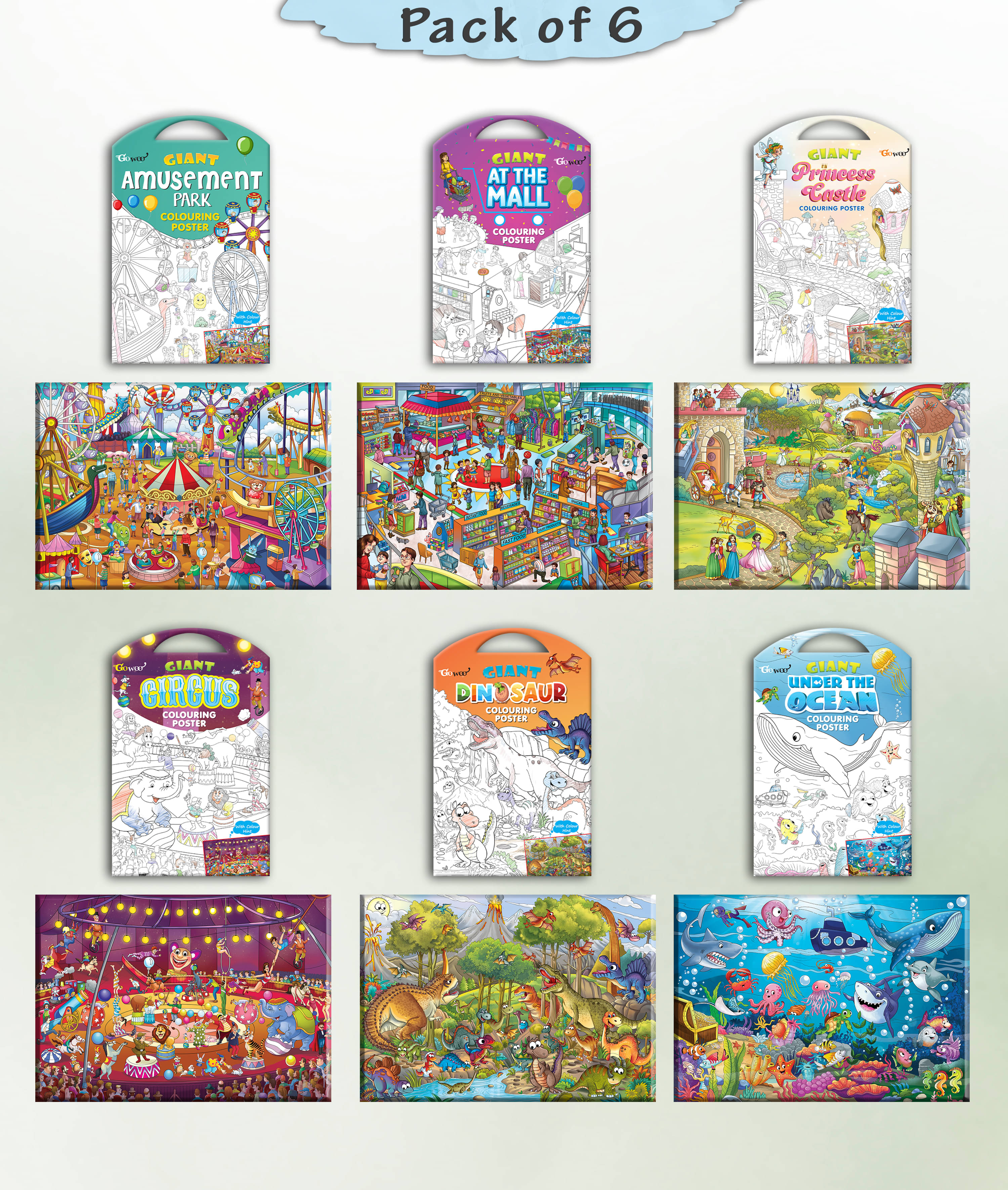 GIANT AT THE MALL COLOURING , GIANT PRINCESS CASTLE COLOURING , GIANT CIRCUS COLOURING , GIANT DINOSAUR COLOURING , GIANT AMUSEMENT PARK COLOURING and GIANT UNDER THE OCEAN COLOURING | Combo of 2 s I Giant Coloring s Kit GIANT AT THE MALL COLOURING , GIANT PRINCESS CASTLE COLOURING , GIANT CIRCUS COLOURING , GIANT DINOSAUR COLOURING , GIANT AMUSEMENT PARK COLOURING and GIANT UNDER THE OCEAN COLOURING | Combo of 2 s I Giant Coloring s Kit