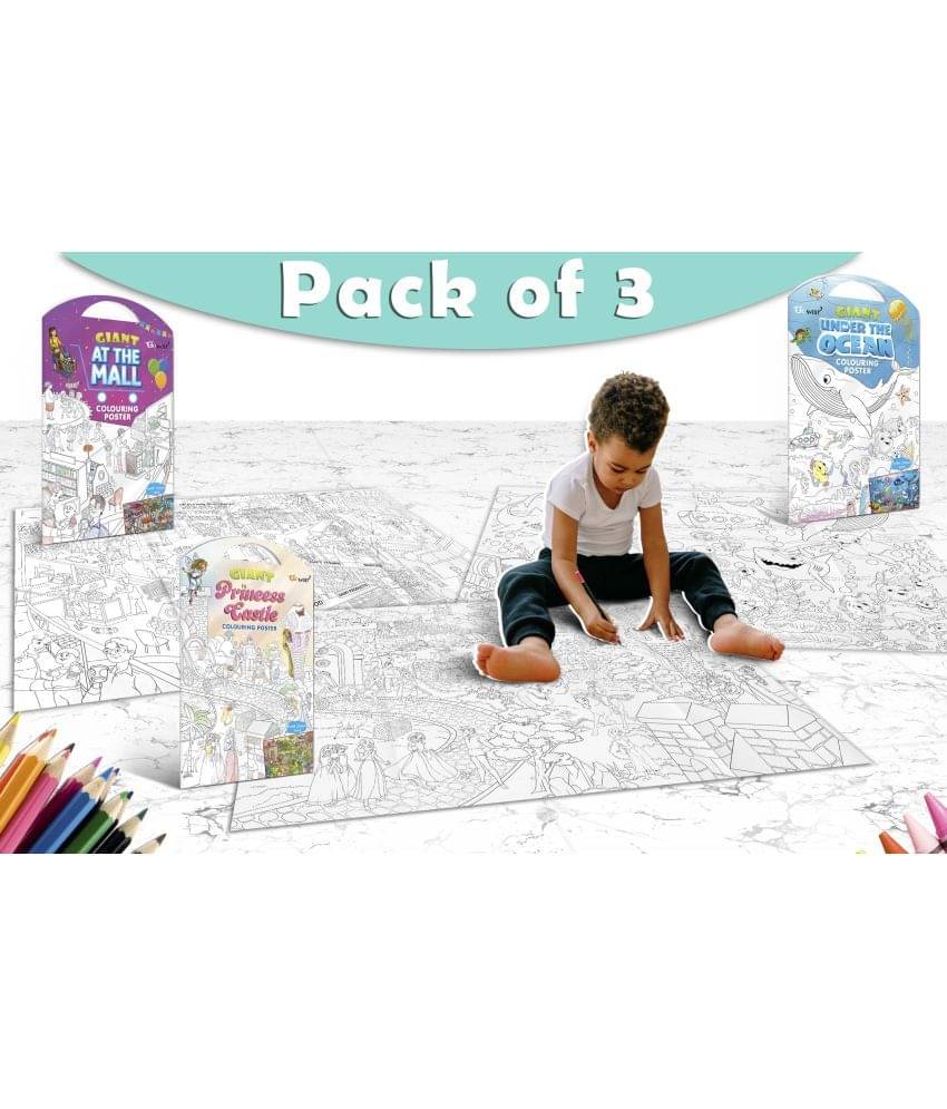 GIANT AT THE MALL COLOURING POSTER, GIANT PRINCESS CASTLE COLOURING POSTER and GIANT UNDER THE OCEAN COLOURING POSTER | Set of 3 Charts I Perfect match for creative minds GIANT AT THE MALL COLOURING POSTER, GIANT PRINCESS CASTLE COLOURING POSTER and GIANT UNDER THE OCEAN COLOURING POSTER | Set of 3 Charts I Perfect match for creative minds