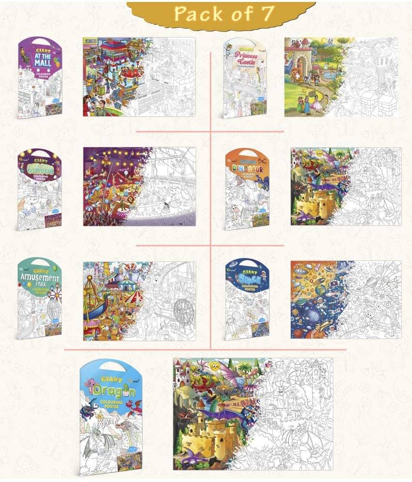 GIANT AT THE MALL COLOURING , GIANT PRINCESS CASTLE COLOURING , GIANT CIRCUS COLOURING , GIANT DINOSAUR COLOURING , GIANT AMUSEMENT PARK COLOURING , GIANT SPACE COLOURING and GIANT DRAGON COLOURING | Gift Pack of 7 s I Coloring s jumbo Pack GIANT AT THE MALL COLOURING , GIANT PRINCESS CASTLE COLOURING , GIANT CIRCUS COLOURING , GIANT DINOSAUR COLOURING , GIANT AMUSEMENT PARK COLOURING , GIANT SPACE COLOURING and GIANT DRAGON COLOURING | Gift Pack of 7 s I Coloring s jumbo Pack