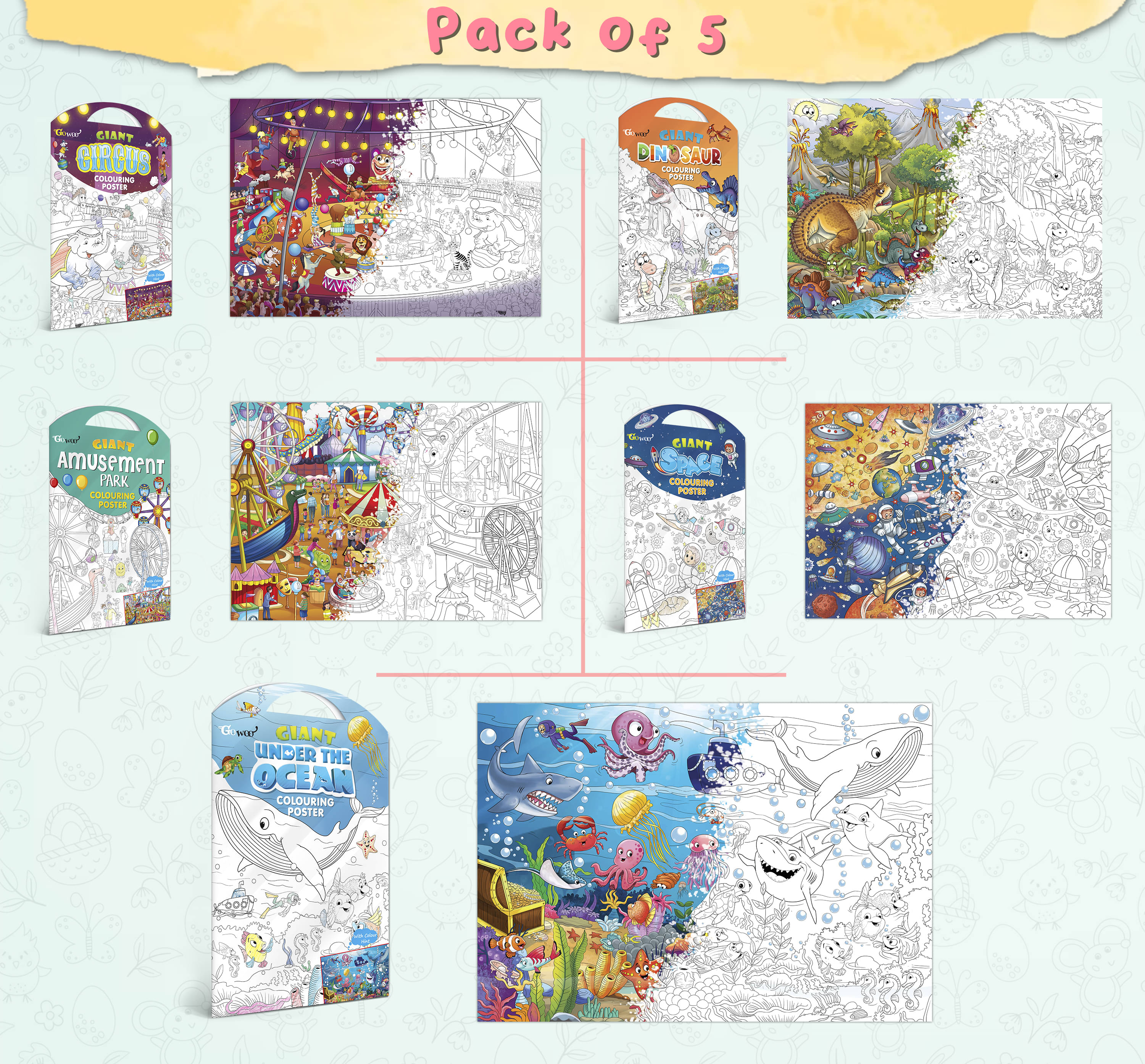 GIANT CIRCUS COLOURING Charts, GIANT DINOSAUR COLOURING Charts, GIANT AMUSEMENT PARK COLOURING Charts, GIANT SPACE COLOURING Charts and GIANT UNDER THE OCEAN COLOURING Charts | Pack of 5 Charts I Artistic Coloring Charts Collection GIANT CIRCUS COLOURING Charts, GIANT DINOSAUR COLOURING Charts, GIANT AMUSEMENT PARK COLOURING Charts, GIANT SPACE COLOURING Charts and GIANT UNDER THE OCEAN COLOURING Charts | Pack of 5 Charts I Artistic Coloring Charts Collection