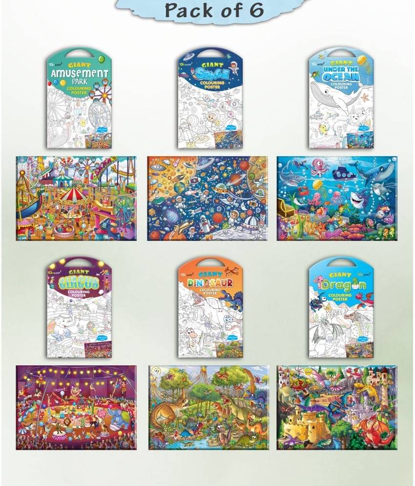     			GIANT CIRCUS COLOURING , GIANT DINOSAUR COLOURING , GIANT AMUSEMENT PARK COLOURING , GIANT SPACE COLOURING , GIANT UNDER THE OCEAN COLOURING  and GIANT DRAGON COLOURING  | Set of 6 s I Giant Coloring s Master Collection