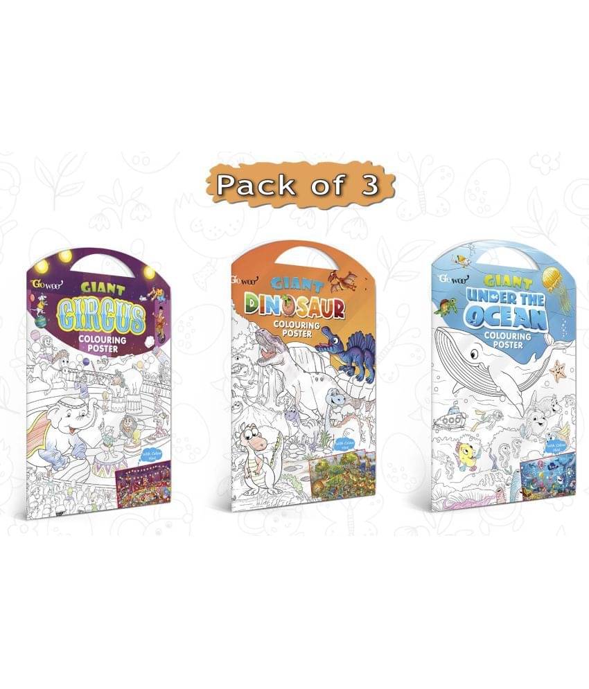 GIANT CIRCUS COLOURING POSTER, GIANT DINOSAUR COLOURING POSTER and GIANT UNDER THE OCEAN COLOURING POSTER | Pack of 3 Posters I best for school posters GIANT CIRCUS COLOURING POSTER, GIANT DINOSAUR COLOURING POSTER and GIANT UNDER THE OCEAN COLOURING POSTER | Pack of 3 Posters I best for school posters