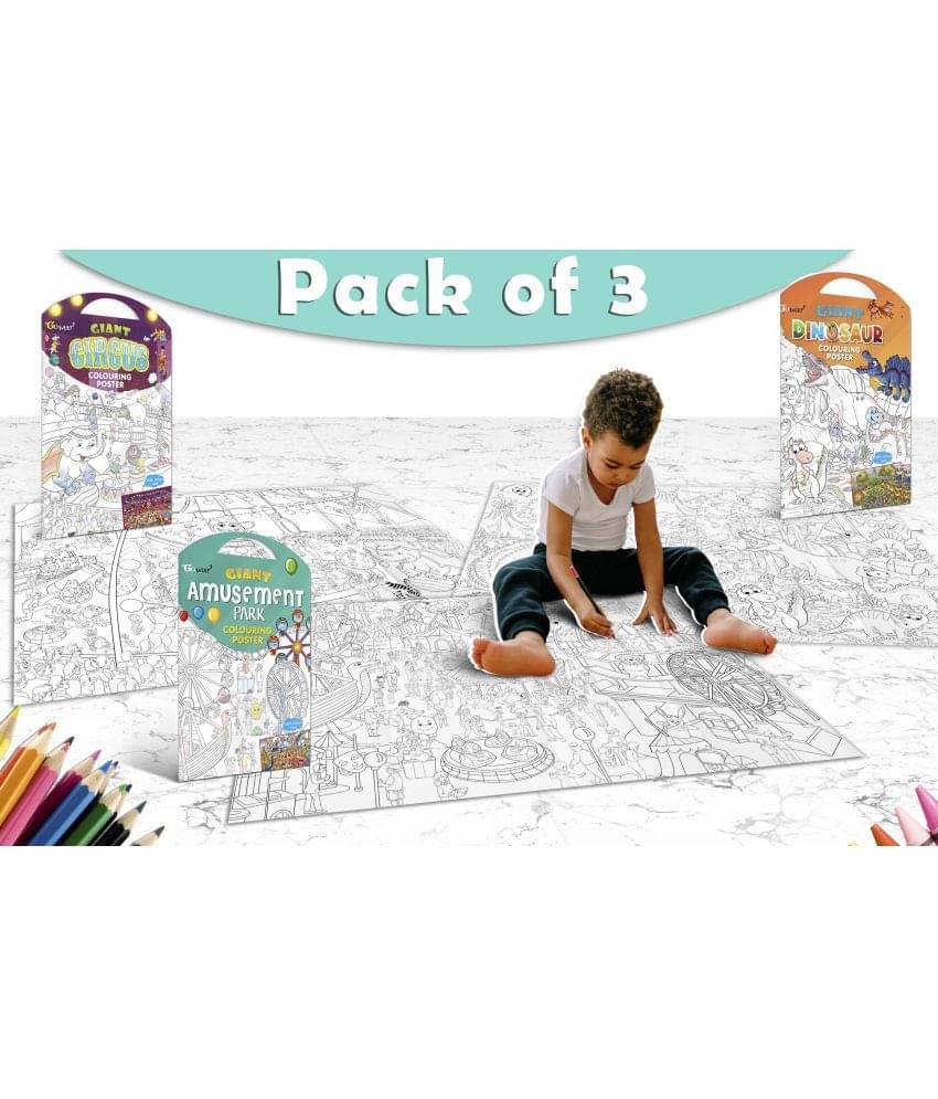 GIANT CIRCUS COLOURING POSTER, GIANT DINOSAUR COLOURING POSTER and GIANT AMUSEMENT PARK COLOURING POSTER | Gift Pack of 3 Posters I Best coloring posters GIANT CIRCUS COLOURING POSTER, GIANT DINOSAUR COLOURING POSTER and GIANT AMUSEMENT PARK COLOURING POSTER | Gift Pack of 3 Posters I Best coloring posters