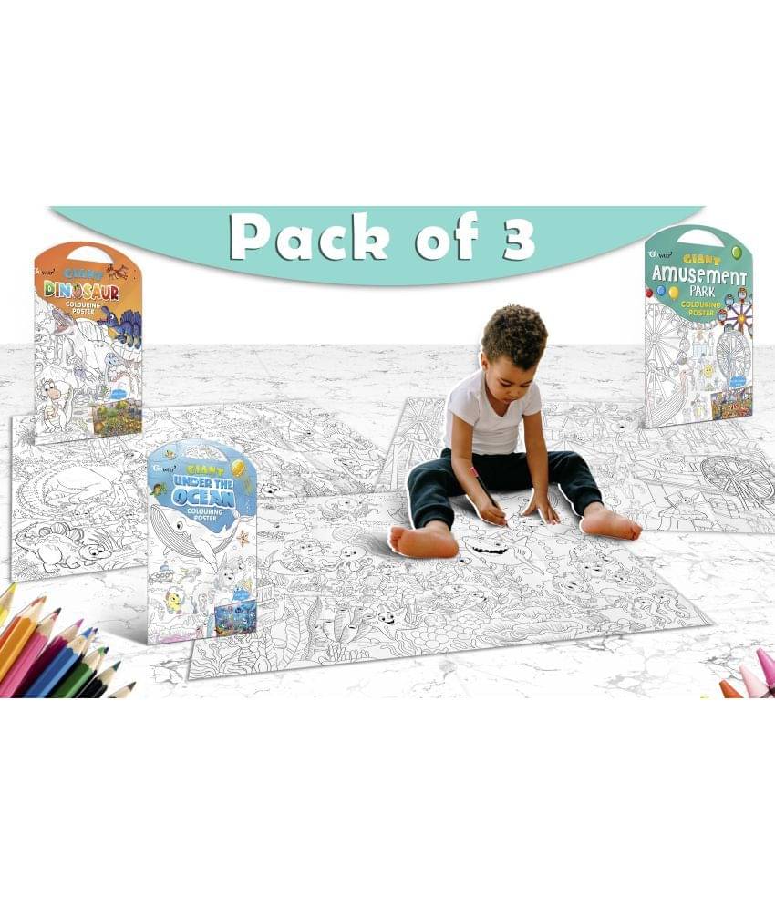 GIANT DINOSAUR COLOURING POSTER, GIANT AMUSEMENT PARK COLOURING POSTER and GIANT UNDER THE OCEAN COLOURING POSTER | Gift Pack of 3 Posters I jumbo size colouring poster for kids GIANT DINOSAUR COLOURING POSTER, GIANT AMUSEMENT PARK COLOURING POSTER and GIANT UNDER THE OCEAN COLOURING POSTER | Gift Pack of 3 Posters I jumbo size colouring poster for kids