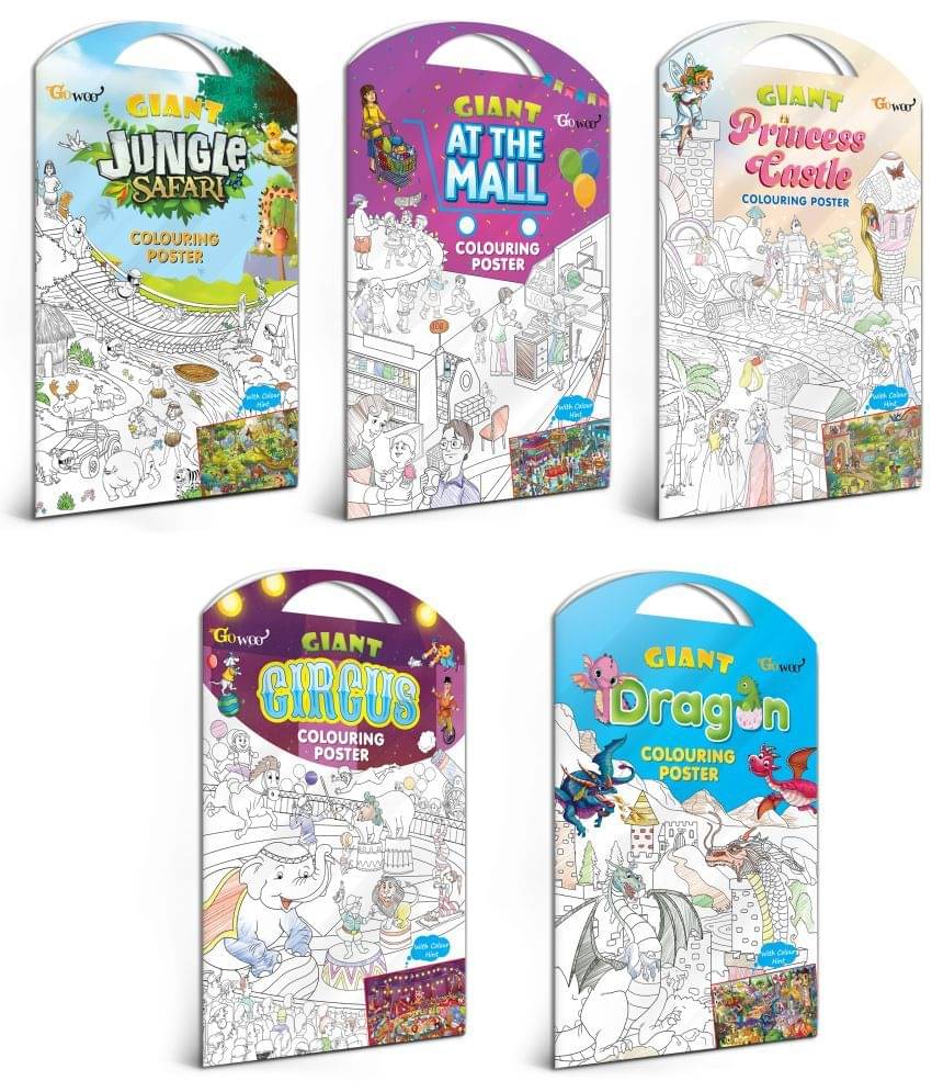 GIANT JUNGLE SAFARI COLOURING Charts, GIANT AT THE MALL COLOURING Charts, GIANT PRINCESS CASTLE COLOURING Charts, GIANT CIRCUS COLOURING Charts and GIANT DRAGON COLOURING Charts | Combo pack of 5 Charts I Coloring Charts Giant Set GIANT JUNGLE SAFARI COLOURING Charts, GIANT AT THE MALL COLOURING Charts, GIANT PRINCESS CASTLE COLOURING Charts, GIANT CIRCUS COLOURING Charts and GIANT DRAGON COLOURING Charts | Combo pack of 5 Charts I Coloring Charts Giant Set
