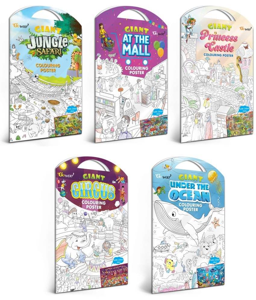 GIANT JUNGLE SAFARI COLOURING Charts, GIANT AT THE MALL COLOURING Charts, GIANT PRINCESS CASTLE COLOURING Charts, GIANT CIRCUS COLOURING Charts and GIANT UNDER THE OCEAN COLOURING Charts | Gift Pack of 5 Charts I Coloring Charts Jumbo size Pack GIANT JUNGLE SAFARI COLOURING Charts, GIANT AT THE MALL COLOURING Charts, GIANT PRINCESS CASTLE COLOURING Charts, GIANT CIRCUS COLOURING Charts and GIANT UNDER THE OCEAN COLOURING Charts | Gift Pack of 5 Charts I Coloring Charts Jumbo size Pack
