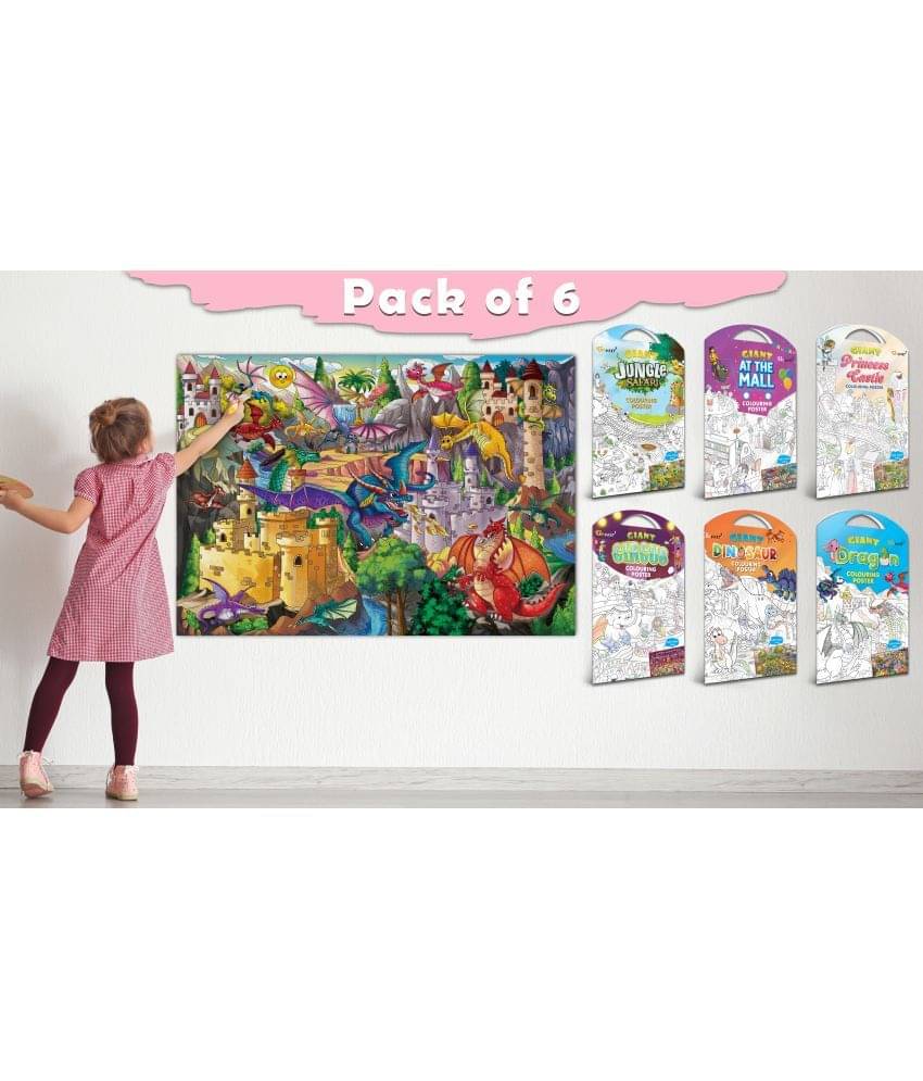     			GIANT JUNGLE SAFARI COLOURING , GIANT AT THE MALL COLOURING , GIANT PRINCESS CASTLE COLOURING , GIANT CIRCUS COLOURING , GIANT DINOSAUR COLOURING  and GIANT DRAGON COLOURING  | Gift Pack of 6  I best birthday gift for children
