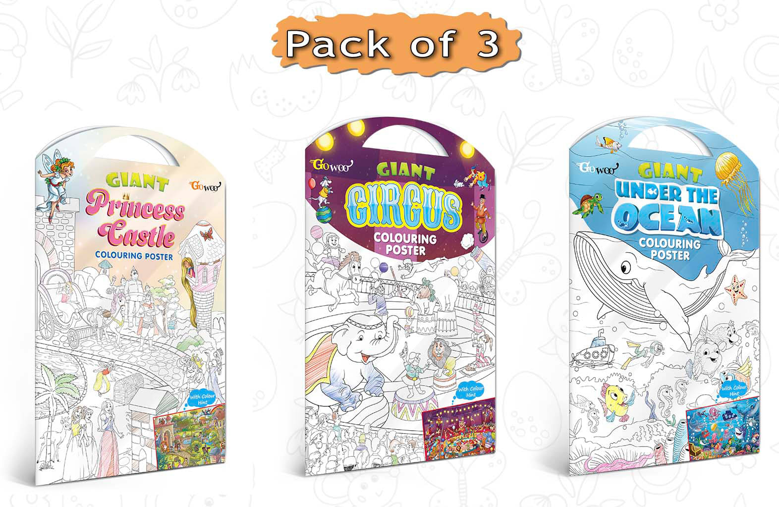     			GIANT PRINCESS CASTLE COLOURING Charts, GIANT CIRCUS COLOURING Charts and GIANT UNDER THE OCEAN COLOURING Charts | Combo pack of 3 Charts I Creative fun Charts