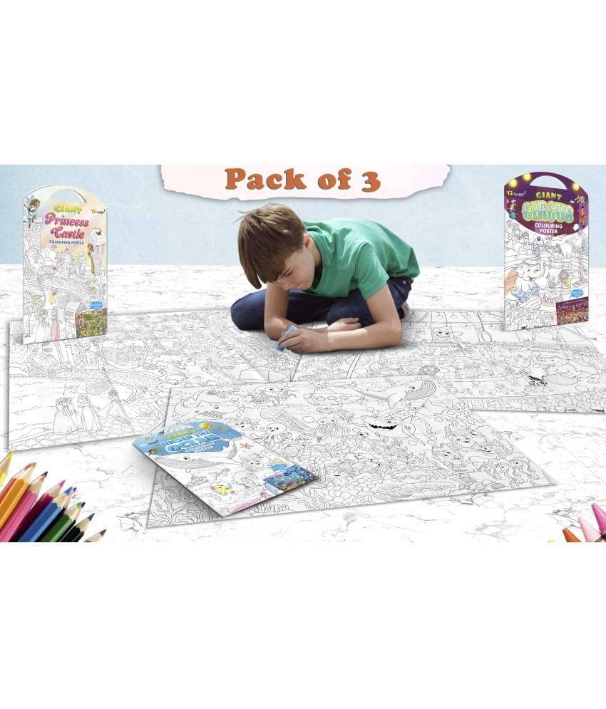 GIANT PRINCESS CASTLE COLOURING POSTER, GIANT CIRCUS COLOURING POSTER and GIANT UNDER THE OCEAN COLOURING POSTER | Gift Pack of 3 Posters I Best coloring posters GIANT PRINCESS CASTLE COLOURING POSTER, GIANT CIRCUS COLOURING POSTER and GIANT UNDER THE OCEAN COLOURING POSTER | Gift Pack of 3 Posters I Best coloring posters