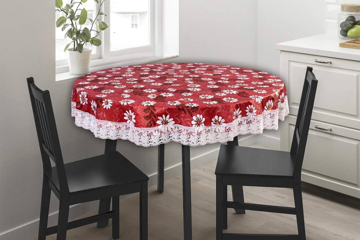 Printed PVC 4 Seater Round Table Cover ( 152 x 152 ) cm Pack of 1 Maroon Printed PVC 4 Seater Round Table Cover ( 152 x 152 ) cm Pack of 1 Maroon
