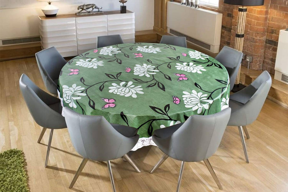     			Printed PVC 4 Seater Round Table Cover ( 152 152 ) cm Pack of 1 Green