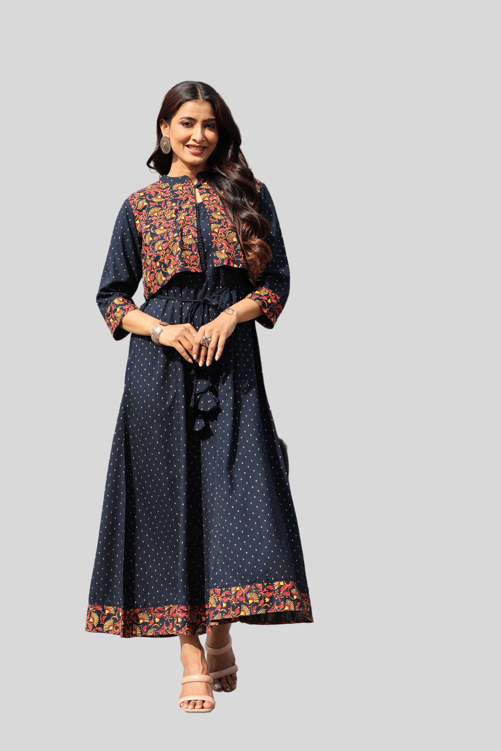 Juniper Women Rayon Printed Gown ( Blue )     			Juniper Women Rayon Printed Gown ( Blue )