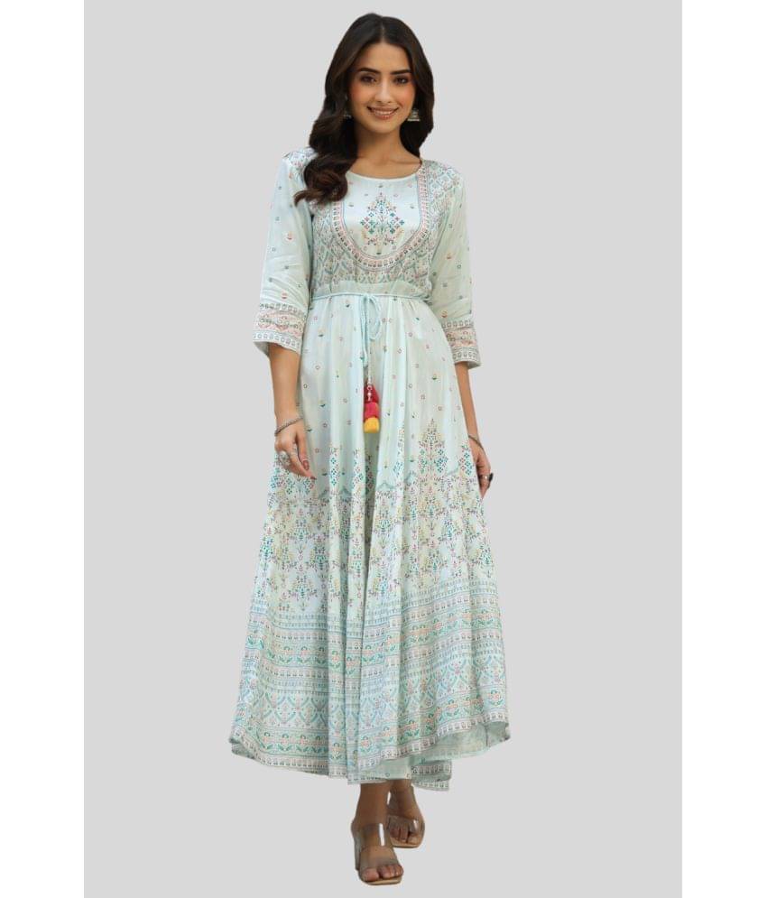 Juniper Women Viscose Printed Ethnic Dress ( Light Blue ) Juniper Women Viscose Printed Ethnic Dress ( Light Blue )