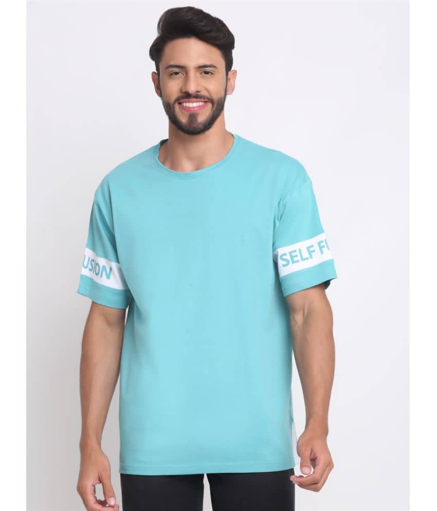 SelFusion Pack of 1 100% Cotton Regular Fit Men's T-Shirt ( Blue )