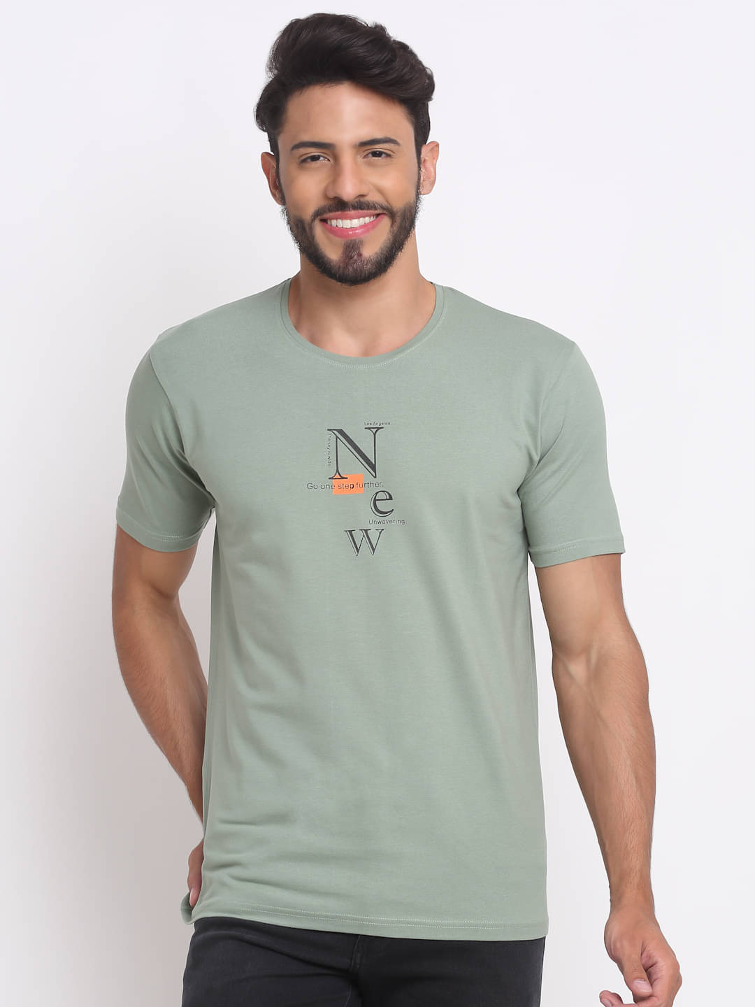     			SelFusion Pack of 1 100% Cotton Regular Fit Men's T-Shirt ( Light Green )