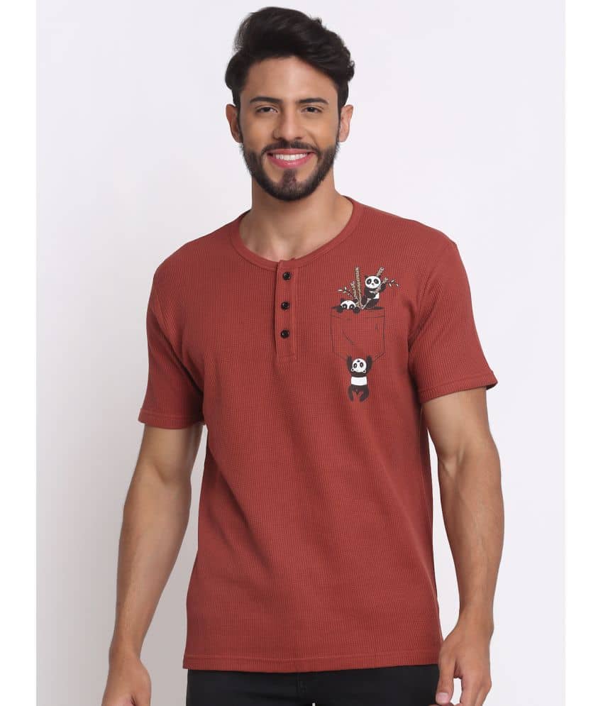 SelFusion Pack of 1 100% Cotton Regular Fit Men's T-Shirt ( Rust )