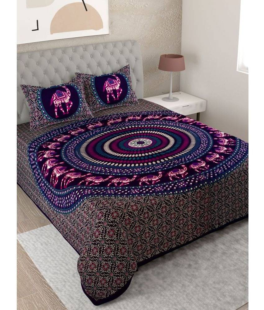Uniqchoice Cotton Animal King Size Bedsheet With 2 Pillow Covers - Purple Uniqchoice Cotton Animal King Size Bedsheet With 2 Pillow Covers - Purple