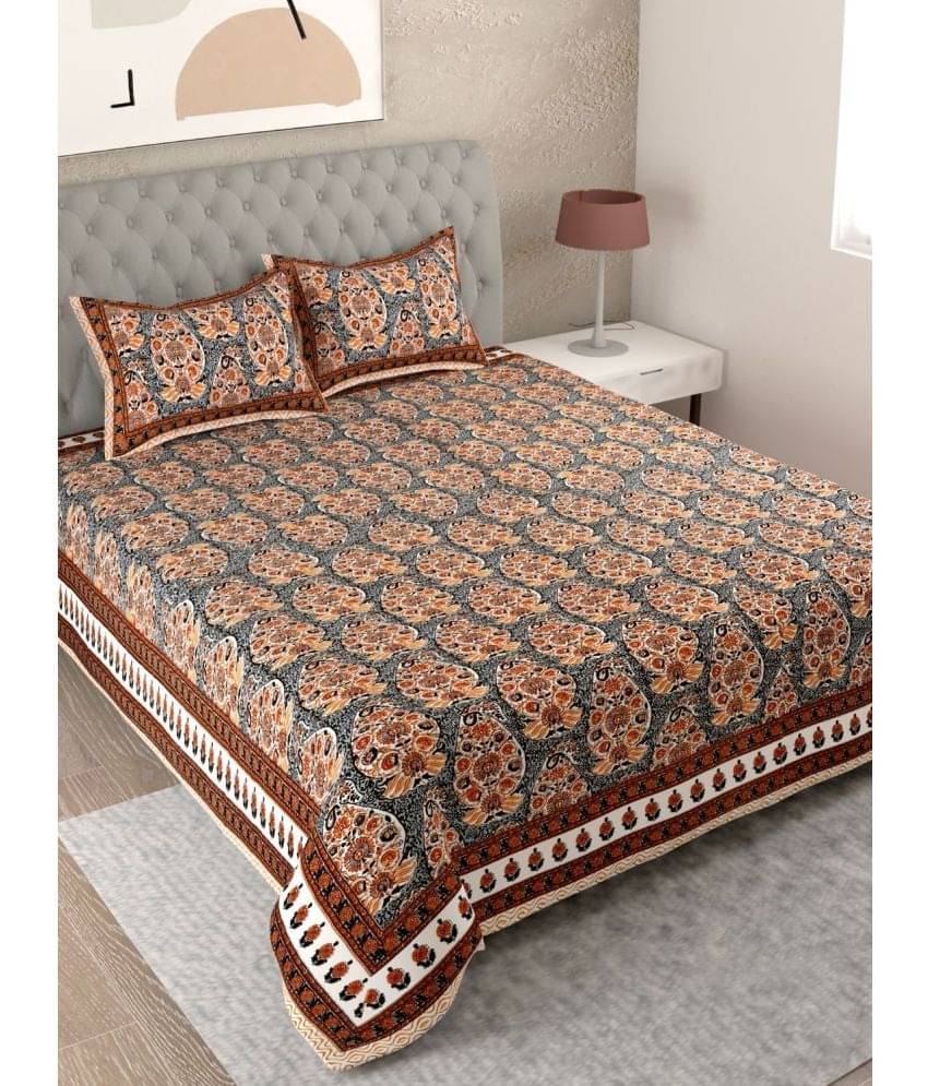     			Uniqchoice Cotton Ethnic King Size Bedsheet With 2 Pillow Covers - Red