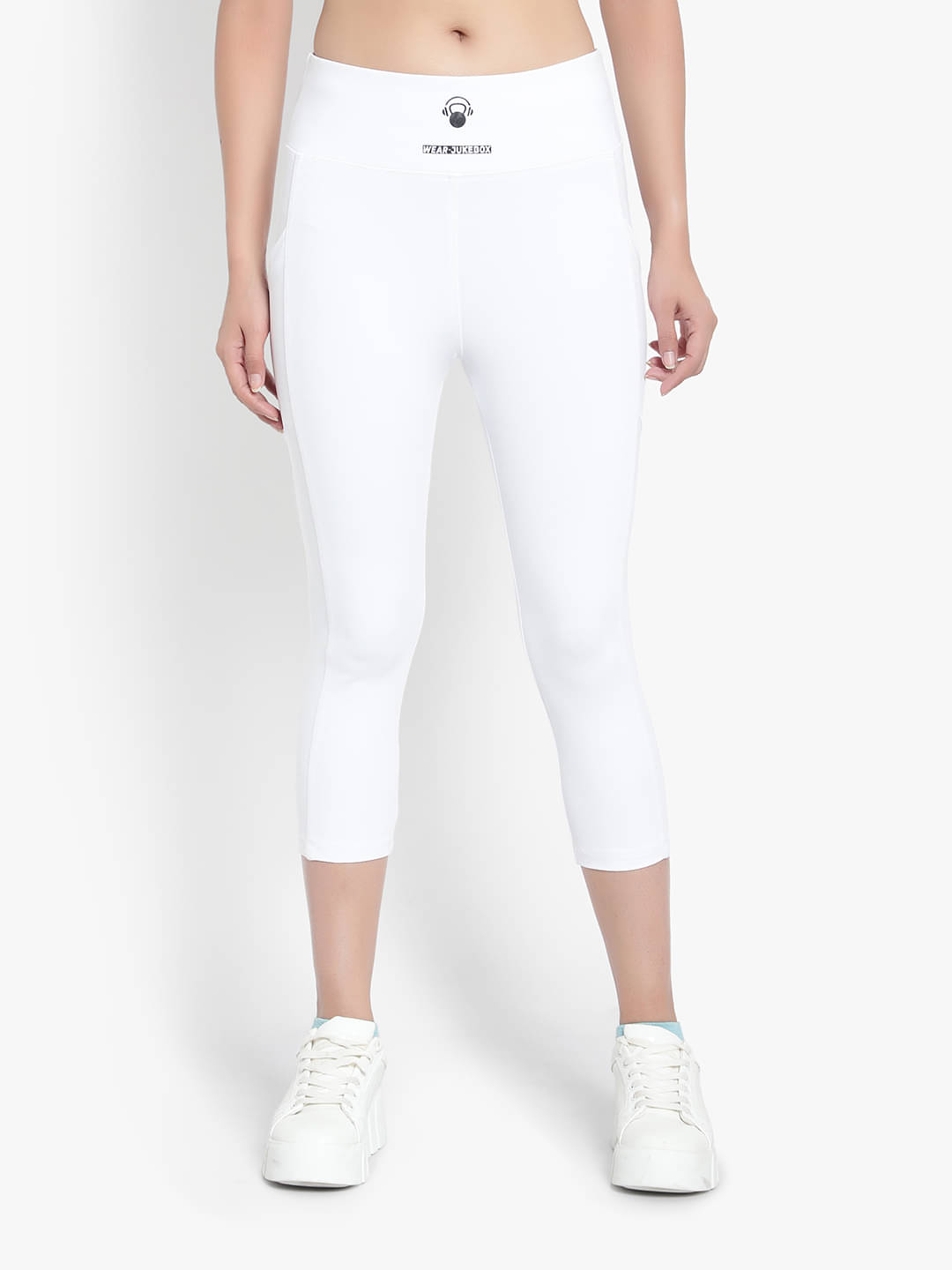     			Wearjukebox Sea Green Polyester Self Design Capri - Single