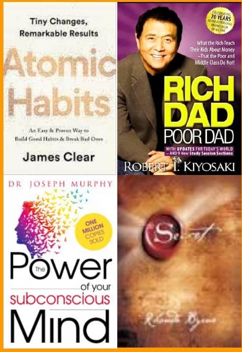 Atomic Habits + Rich Dad Poor Dad + The Power of Your Subconscious Mind  + The Secret - Stationery | Buy online on ZillyBuy