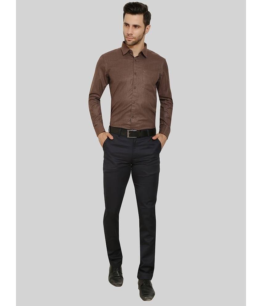 Comey Cotton Blend Regular Fit Full Sleeves Men's Formal Shirt - Brown ( Pack of 1 )