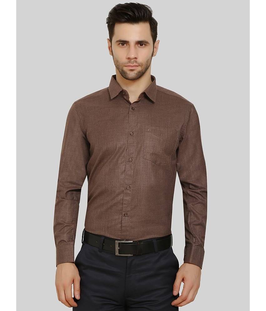 Comey Cotton Blend Regular Fit Full Sleeves Men's Formal Shirt - Brown ( Pack of 1 )