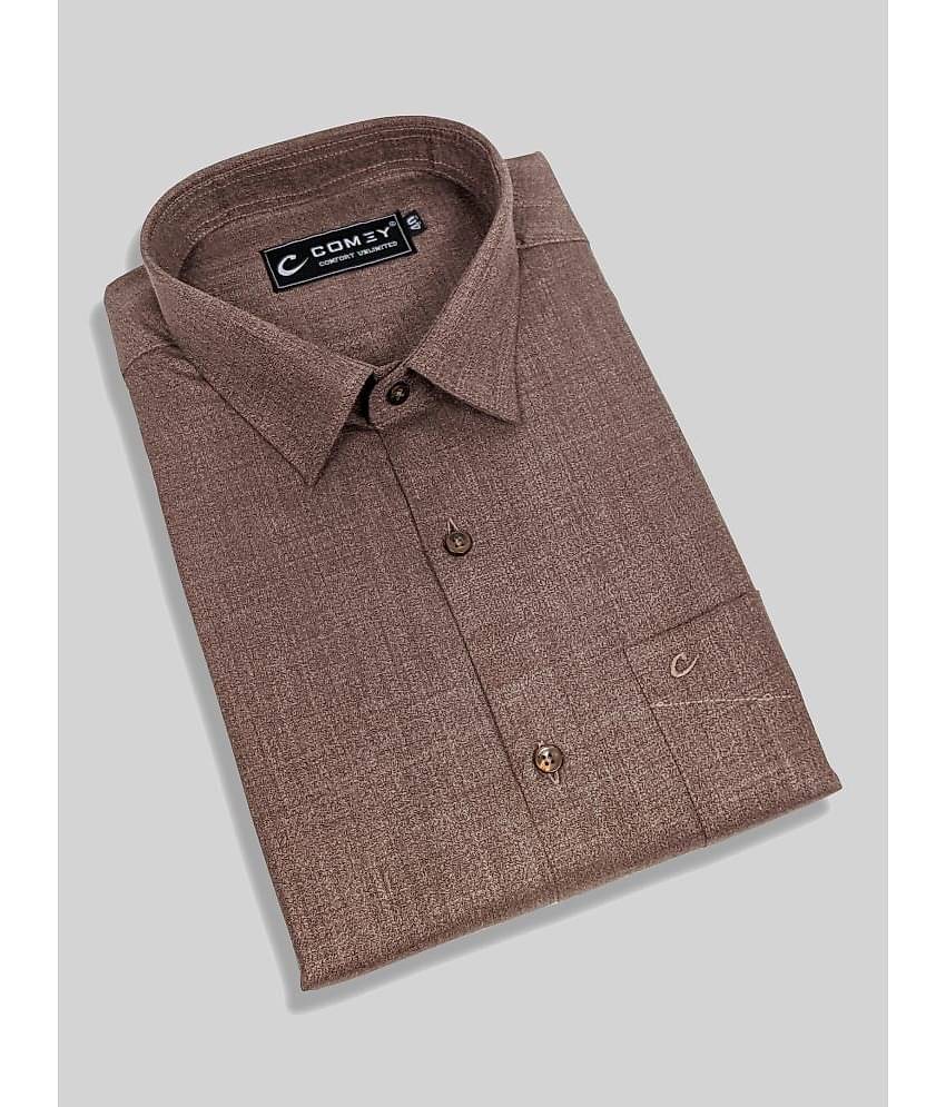 Comey Cotton Blend Regular Fit Full Sleeves Men's Formal Shirt - Brown ( Pack of 1 )