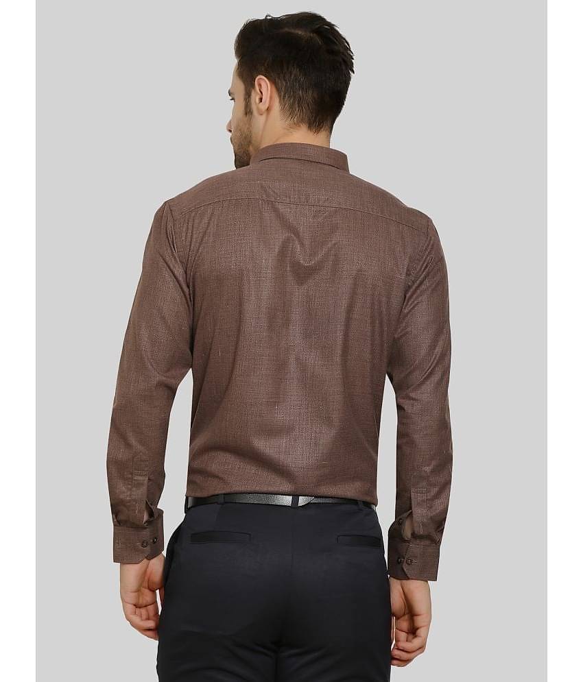 Comey Cotton Blend Regular Fit Full Sleeves Men's Formal Shirt - Brown ( Pack of 1 )