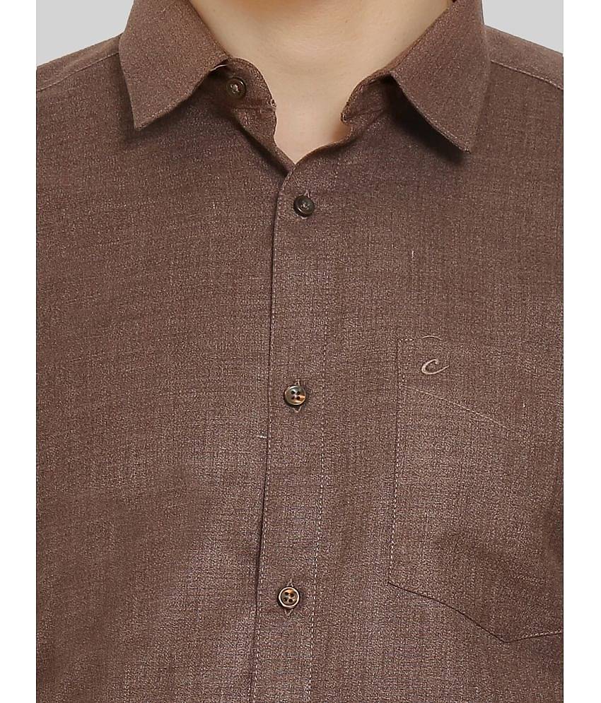 Comey Cotton Blend Regular Fit Full Sleeves Men's Formal Shirt - Brown ( Pack of 1 )