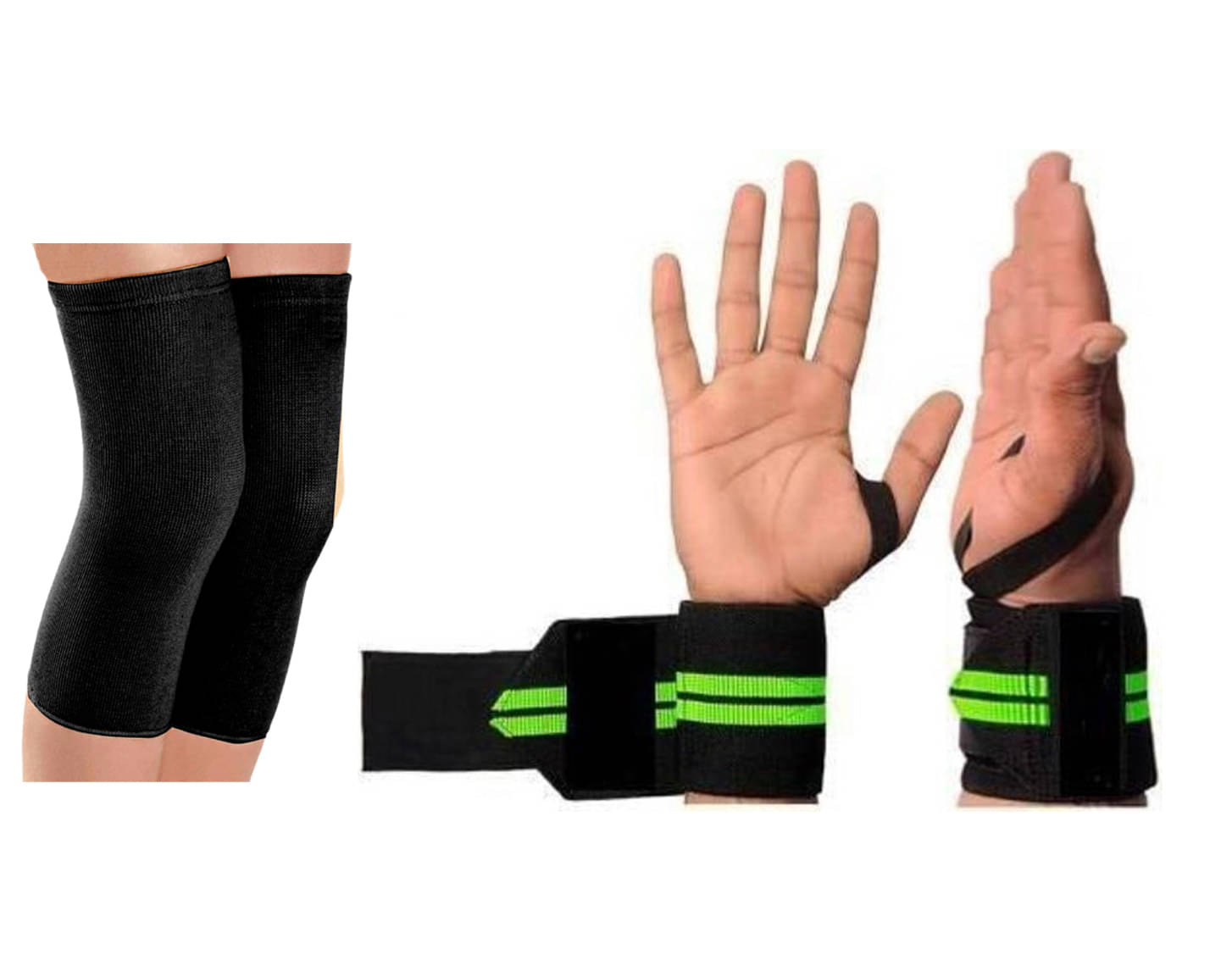 EmmEmm Premium Combo of 2 Pcs Gym Wrist Support and 2 Pcs Knee Caps EmmEmm Premium Combo of 2 Pcs Gym Wrist Support and 2 Pcs Knee Caps