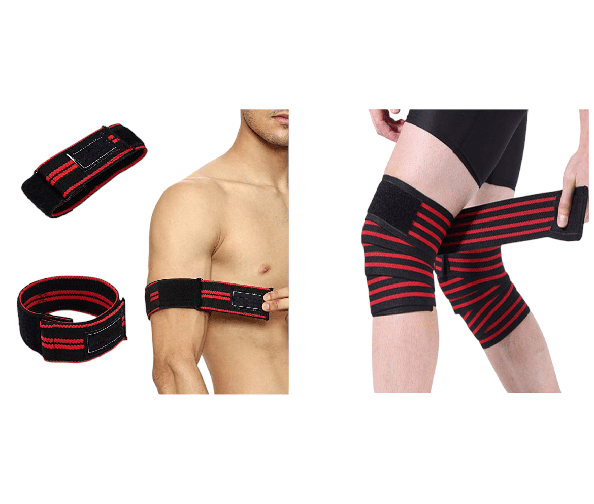 EmmEmm Weight Lifting Combo of 2 Pcs Knee Wrap & 2 Pcs Blood Flow Restriction Bands EmmEmm Weight Lifting Combo of 2 Pcs Knee Wrap & 2 Pcs Blood Flow Restriction Bands