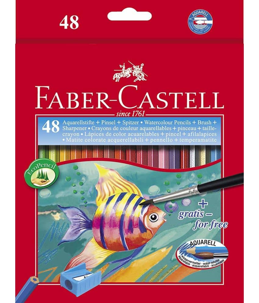 Faber-Castell Aquarelle Water 48 Shades Round Shaped Color Pencils (Set Of 48, Multicolor)