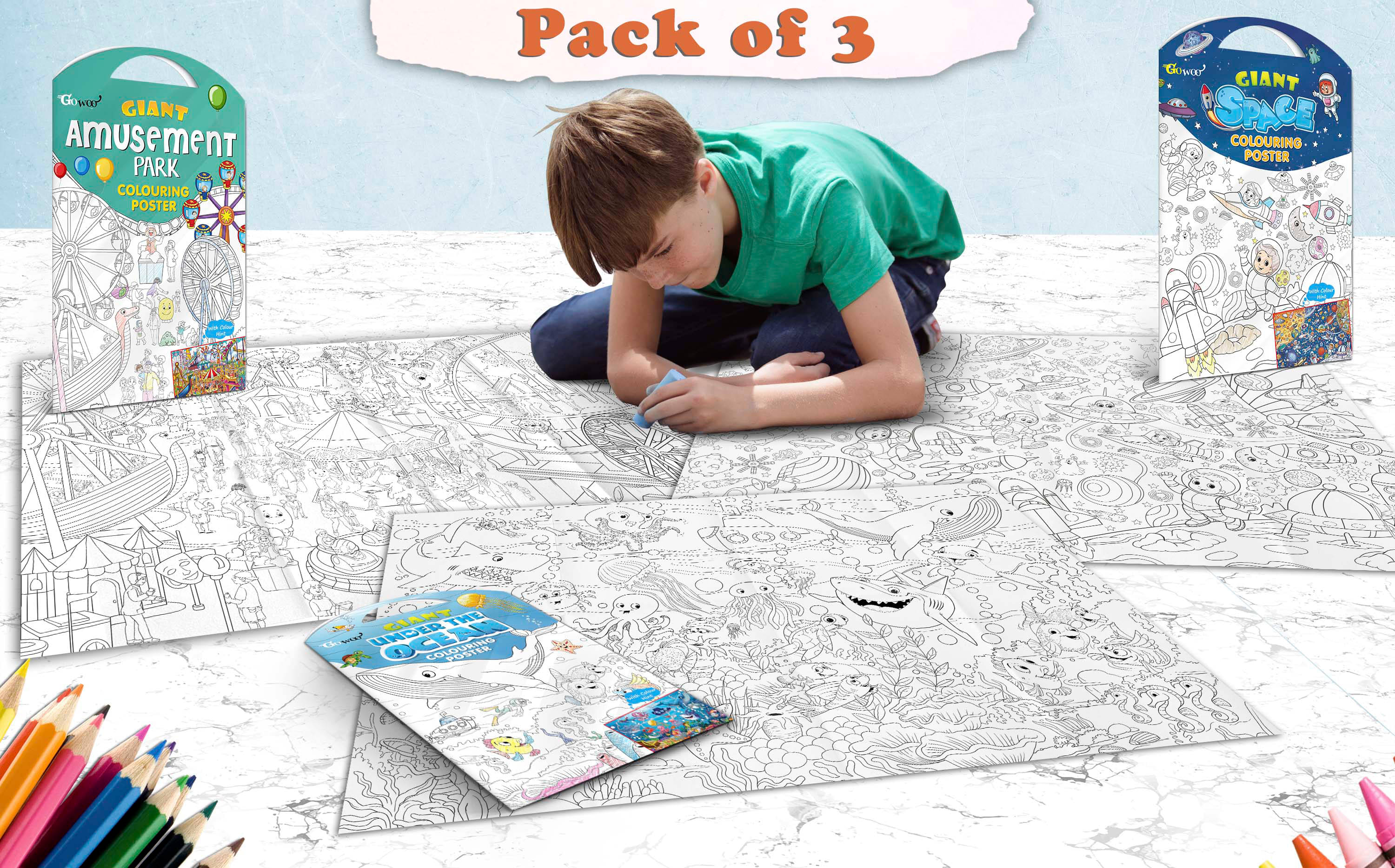 GIANT AMUSEMENT PARK COLOURING POSTER, GIANT SPACE COLOURING POSTER and GIANT UNDER THE OCEAN COLOURING POSTER | Pack of 3 Posters I Large coloring posters for kids GIANT AMUSEMENT PARK COLOURING POSTER, GIANT SPACE COLOURING POSTER and GIANT UNDER THE OCEAN COLOURING POSTER | Pack of 3 Posters I Large coloring posters for kids