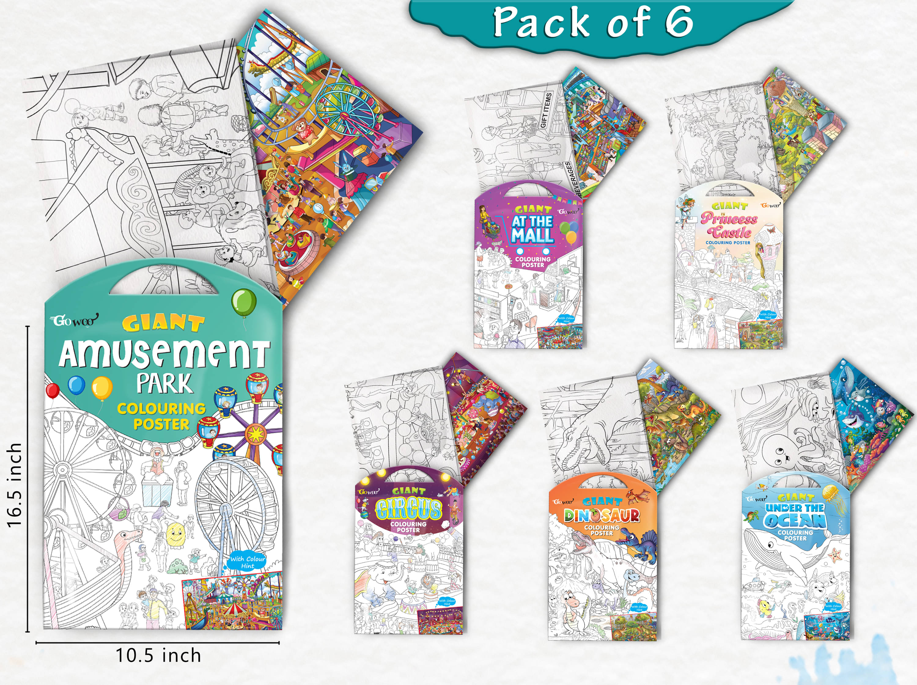 GIANT AT THE MALL COLOURING , GIANT PRINCESS CASTLE COLOURING , GIANT CIRCUS COLOURING , GIANT DINOSAUR COLOURING , GIANT AMUSEMENT PARK COLOURING and GIANT UNDER THE OCEAN COLOURING | Gift Pack of 6 s I kids coloring kit GIANT AT THE MALL COLOURING , GIANT PRINCESS CASTLE COLOURING , GIANT CIRCUS COLOURING , GIANT DINOSAUR COLOURING , GIANT AMUSEMENT PARK COLOURING and GIANT UNDER THE OCEAN COLOURING | Gift Pack of 6 s I kids coloring kit