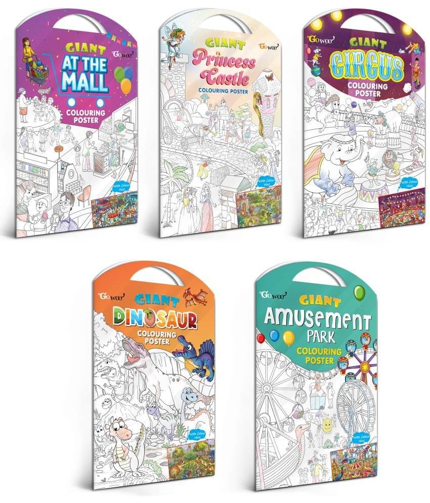 GIANT AT THE MALL COLOURING POSTER, GIANT PRINCESS CASTLE COLOURING POSTER, GIANT CIRCUS COLOURING POSTER, GIANT DINOSAUR COLOURING POSTER and GIANT AMUSEMENT PARK COLOURING POSTER | Combo pack of 5 Posters I Vibrant Coloring Pack GIANT AT THE MALL COLOURING POSTER, GIANT PRINCESS CASTLE COLOURING POSTER, GIANT CIRCUS COLOURING POSTER, GIANT DINOSAUR COLOURING POSTER and GIANT AMUSEMENT PARK COLOURING POSTER | Combo pack of 5 Posters I Vibrant Coloring Pack