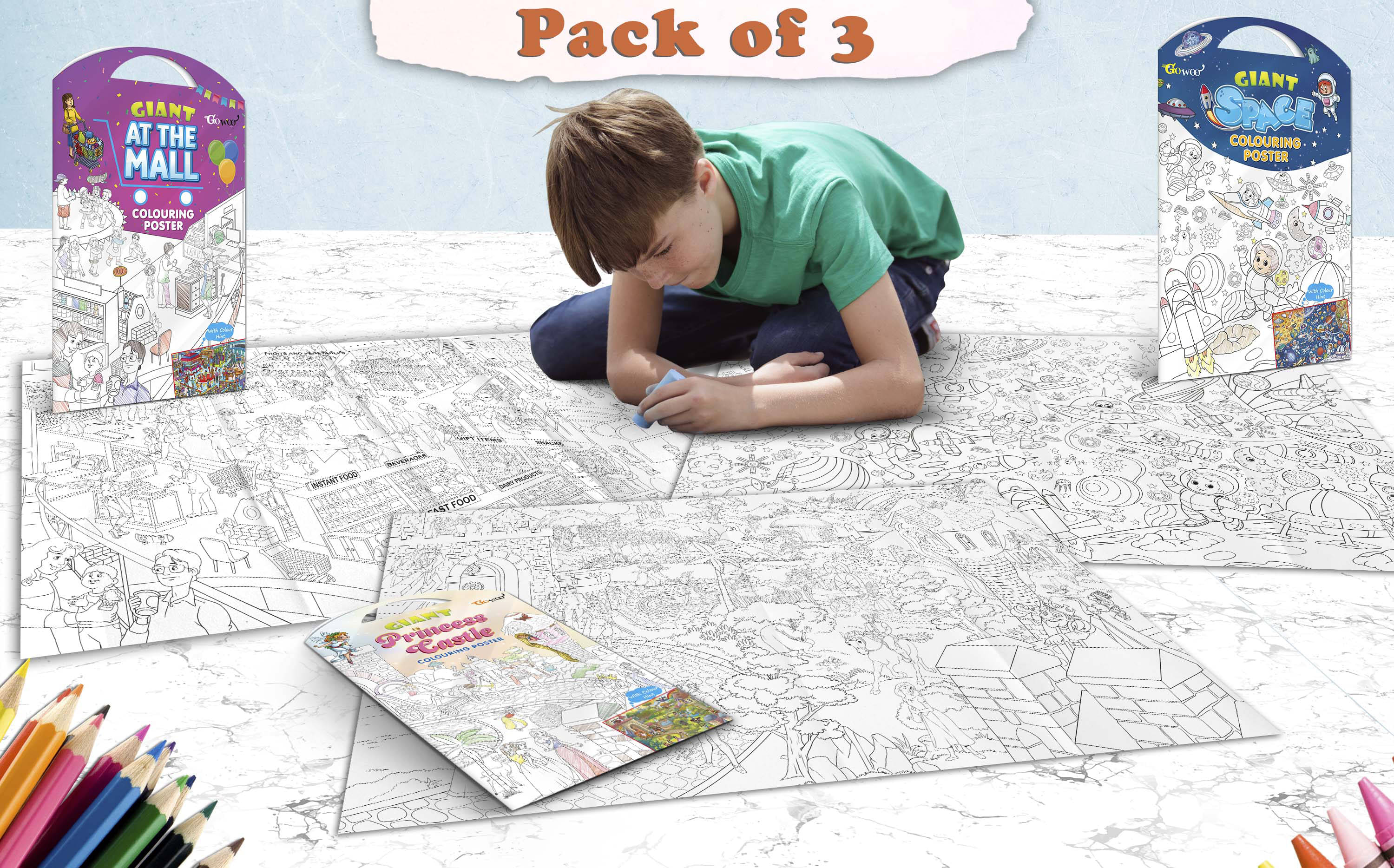 GIANT AT THE MALL COLOURING POSTER, GIANT PRINCESS CASTLE COLOURING POSTER and GIANT SPACE COLOURING POSTER | Gift Pack of 3 Posters I Mindfulness Coloring Poster Gift Set GIANT AT THE MALL COLOURING POSTER, GIANT PRINCESS CASTLE COLOURING POSTER and GIANT SPACE COLOURING POSTER | Gift Pack of 3 Posters I Mindfulness Coloring Poster Gift Set